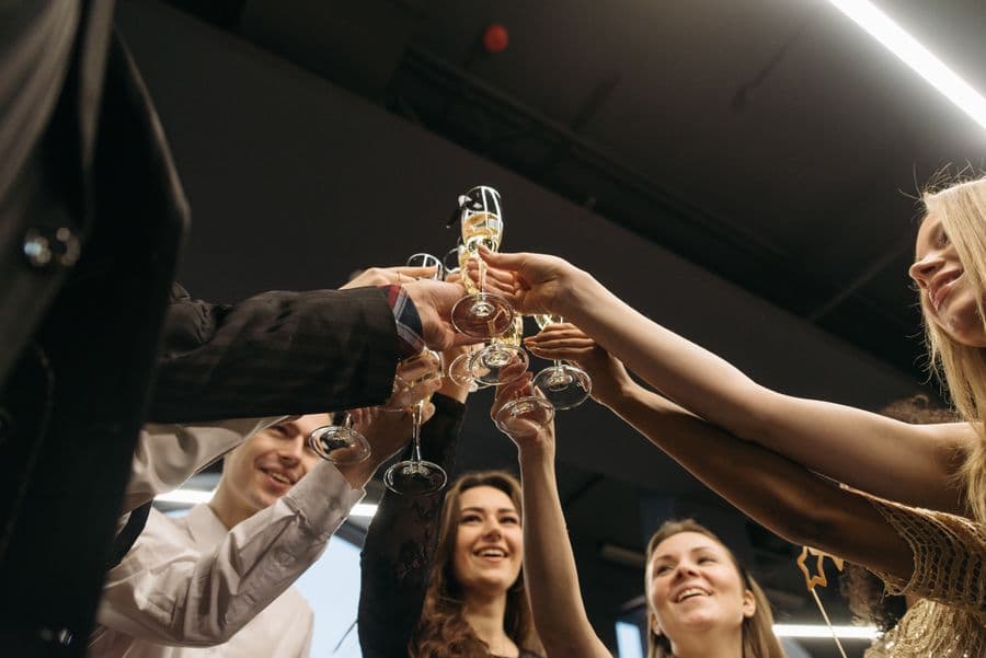 Guests toasting at a celebration